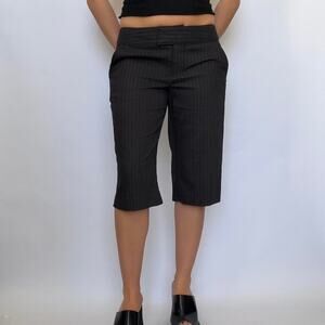 Low Rise Black Pinstripe Capris w/ Blue Stripes